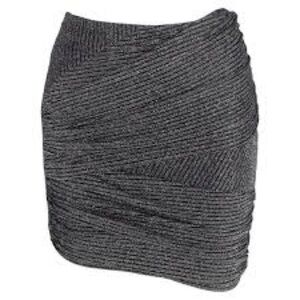 NWT IRO Brendal Wrap-Effect Lamé Mini Skirt In Silver Nylon Grey